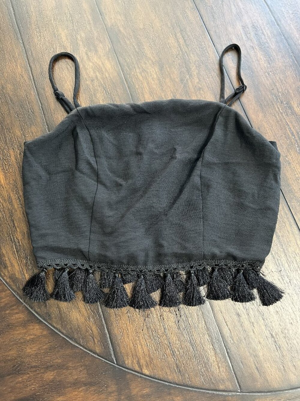 SugarLips Black Tassel Crop Top Fun Flirty Summer Vibes Size XS